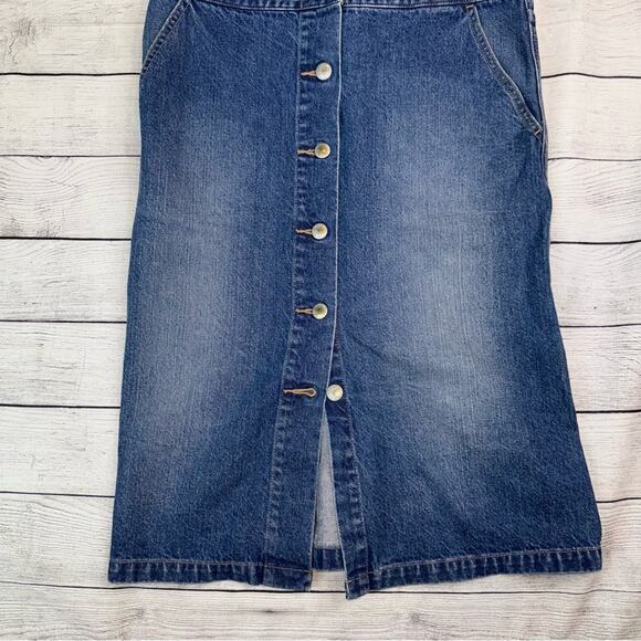 Lowrys Farm NEW Denim Overall Button Front Dress / Skirt Size Medium - Picture 2 of 8